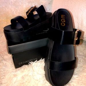 SALE!! Platform Sandals black with gold buckles